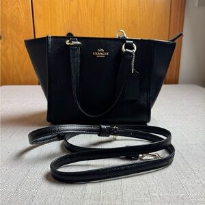 Coach Leather Satchel with Crossbody - Black